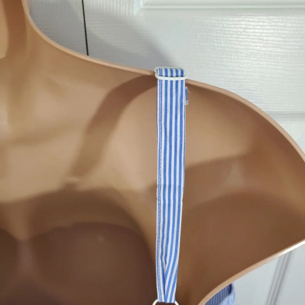 TORRID  ( 5X ) Blue Striped Poplin Lace-Up Cami Corset Eyelets Lace-up  Zip Top - Picture 10 of 13